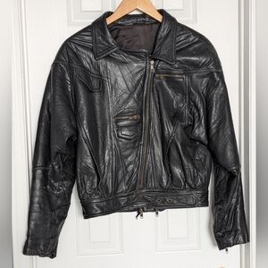 Fox Run Vintage Men's (Medium) Lined Black Leather Motorcycle Jacket